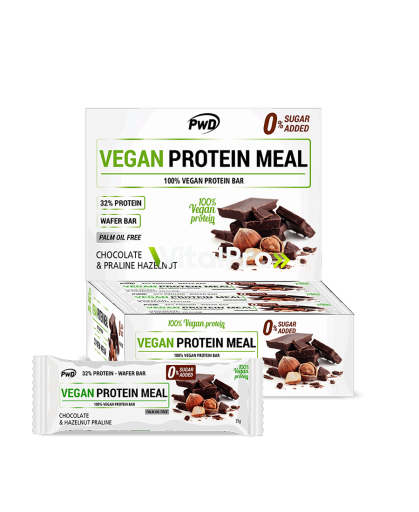 Vegan Protein Meal 35g. Chocolate & Hazelnut Praline 12 barritas