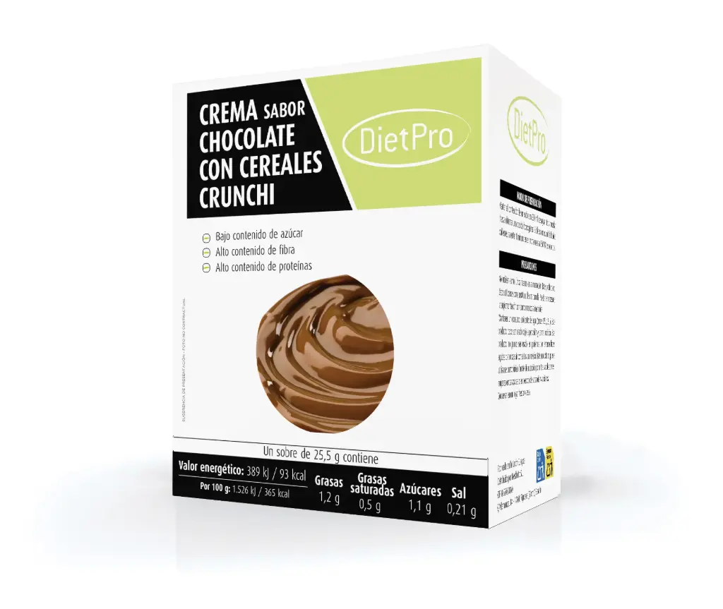Crema sabor a chocolate con cereales crunchy